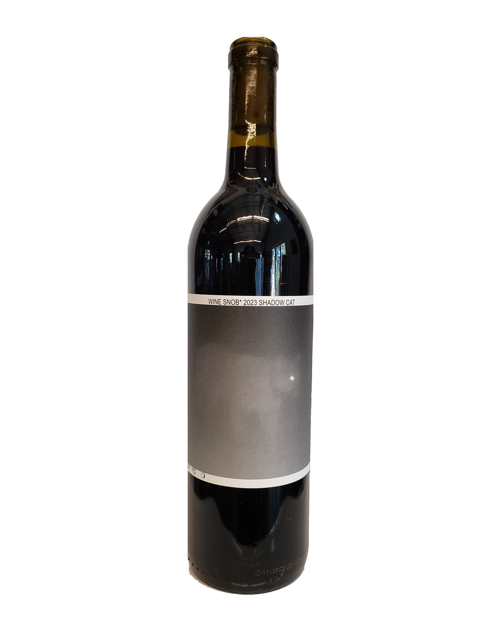 Wine bottle with a picture of a mountain lion on the label on a white background